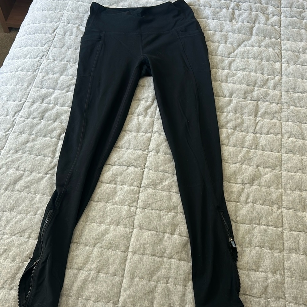Athleta Black Leggings with Zippers